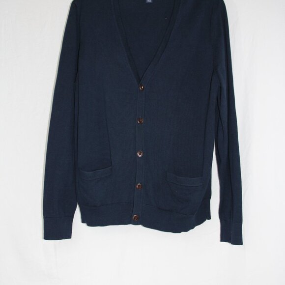 Lands' End Men's Blue Button Cardigan Sweater Size L w/Pockets The Outfitters - Picture 1 of 10